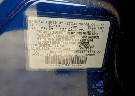 2020 Nissan Kicks Sv z USA, uszkodzony, nr VIN 3N1CP5CV7LL477385